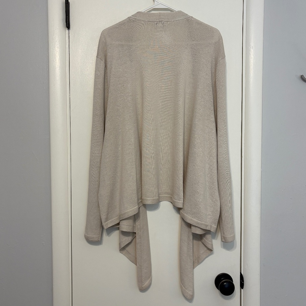 J. Jill Women's Plus Linen-Blend Open-Front Waterfall Cardigan Sweater 4X Beige - Picture 4 of 9